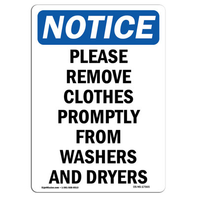 Please Remove Clothes Promptly Sign