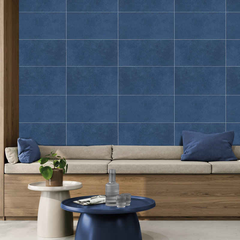 Literary License 12'' W x 24'' L Porcelain Concrete Look Singular Tile, Indigo