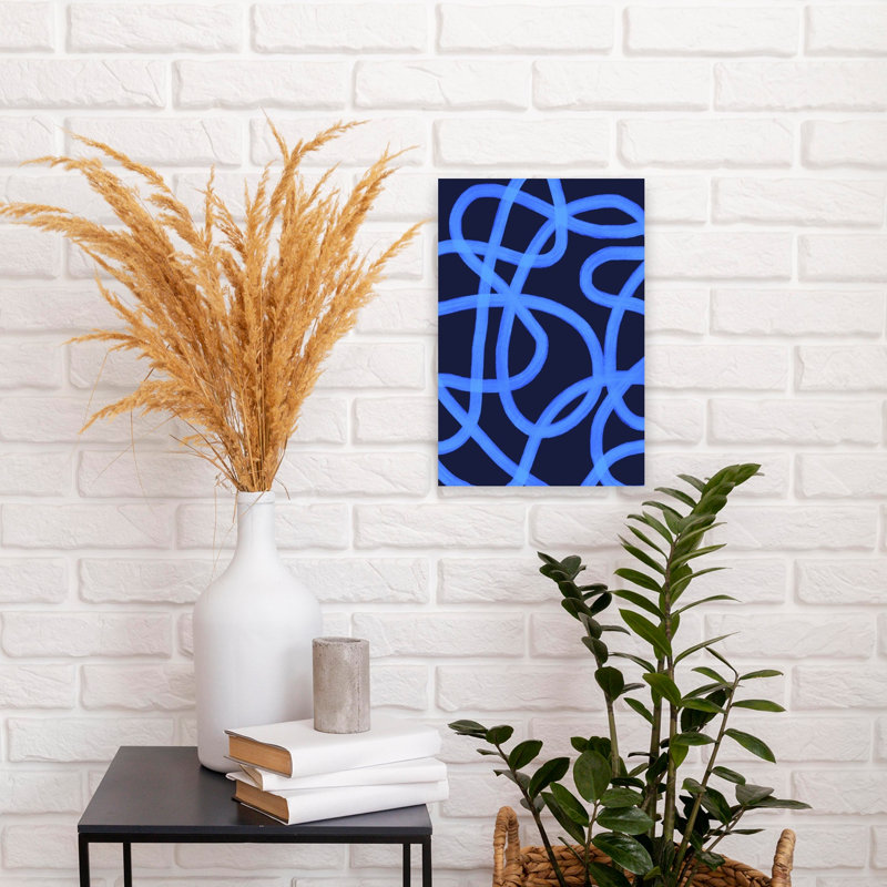 Blue Maze Paths Abstract Contemporary Modern Wall Art Print 1 Piece Wrapped Canvas Wall Art, 45.72cm H x 30.48cm W