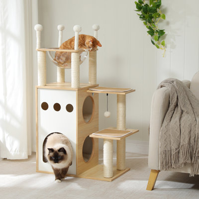 Emrie Wood Cat Trees,Cat Tower,Cat Trees for Small to Medium Cats