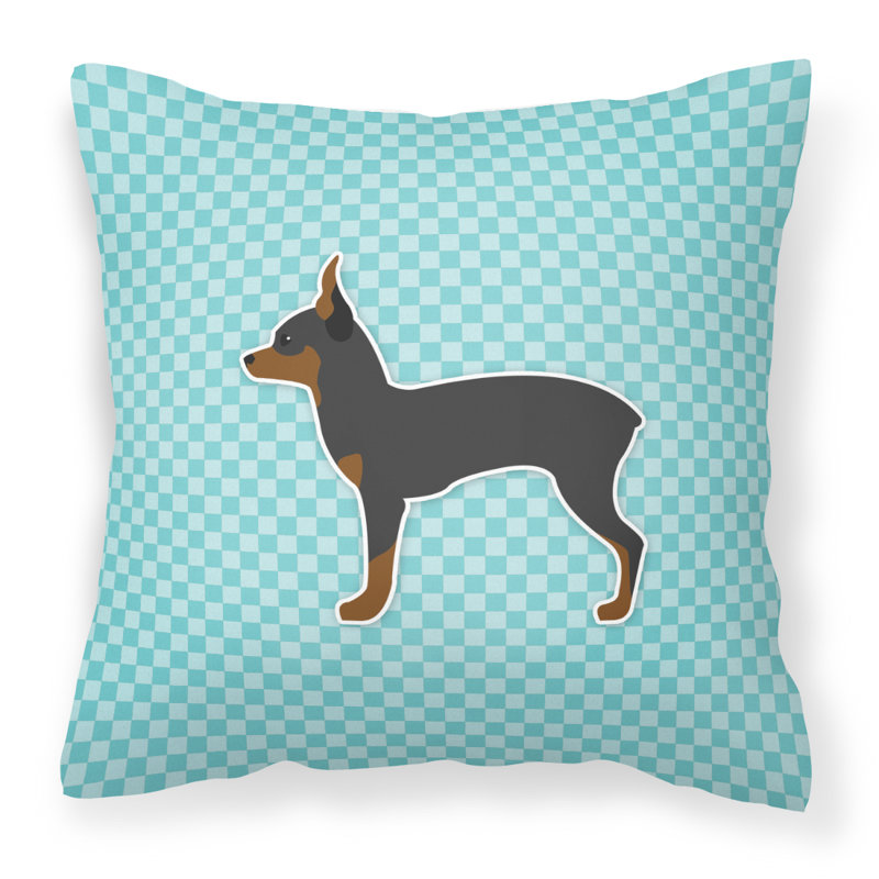 Coussin décoratif intérieur/extérieur pour jouets fox terrier, H 18 po x l 18 po x P 3 po, Noir / Bleu