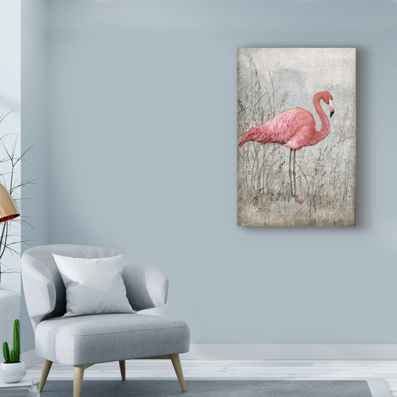 « american flamant rose i », reproduction de peinture à l’acrylique sur toile tendue, H 19 po x l 12 po x P 2 po