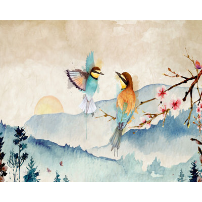 Sareah Peel And Stick Watercolor Floral Winter Landscape Wallpaper
