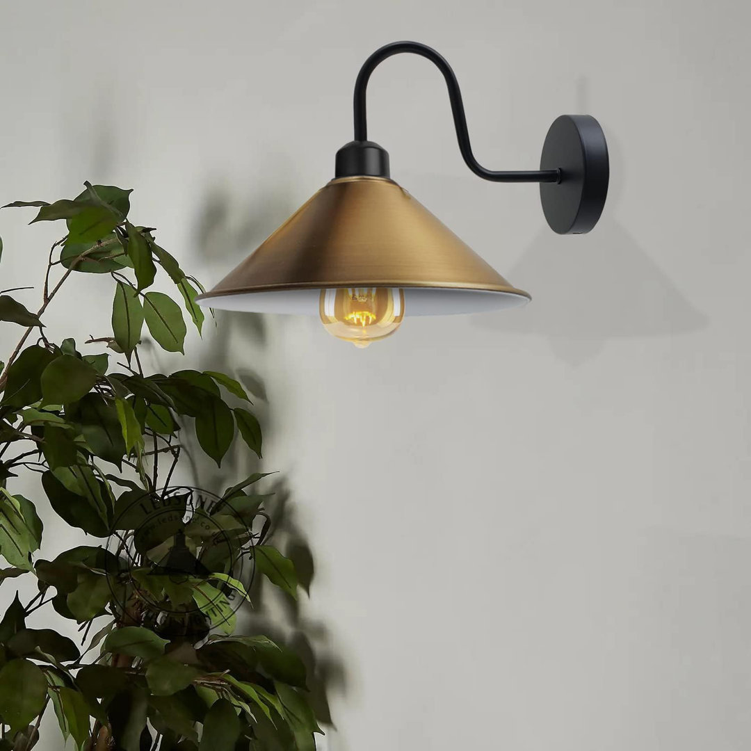 Wall Lights Indoor Modern 22cm Cone Shaped Shade Swan Neck Led Sconce Fittings Not Battery Operated Wall Lamp for Living Room, Bedroom, Hallway