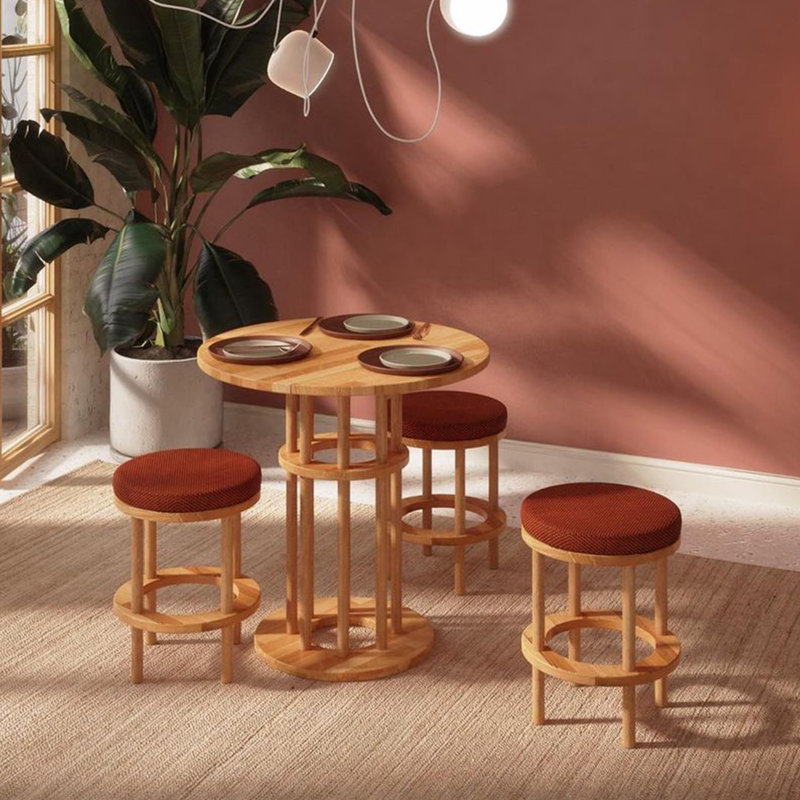 Grant Round Dining Table for 2, Solid Beech Wood Modern Kitchen Table for Small Spaces