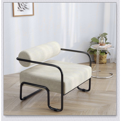 Living room iron sofa chair, lazy individual chair, balcony leisure chair Nice-to-touch corduroy fabric and a sturdy internal iron frame