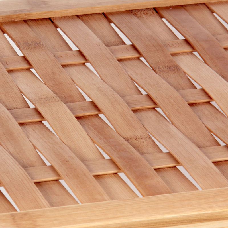 Lightweight Bamboo 5-Tier Shoe Rack with Basket Weave Shelves