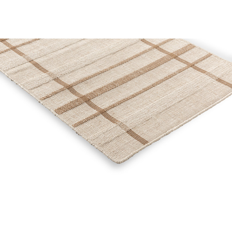 Line Flatweave Striped Area Rug in Beige, Runner 2'2" x 7'7"