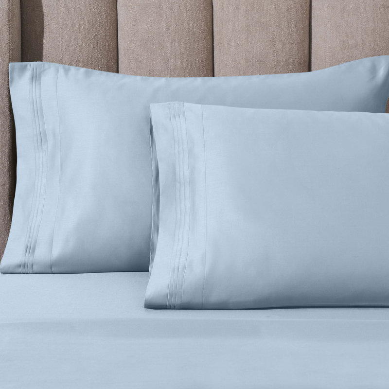 Arling 1000 Thread Count Luxury Certified Egyptian Cotton 2 Piece Sateen Pillowcase, King Pillowcase, Light Blue