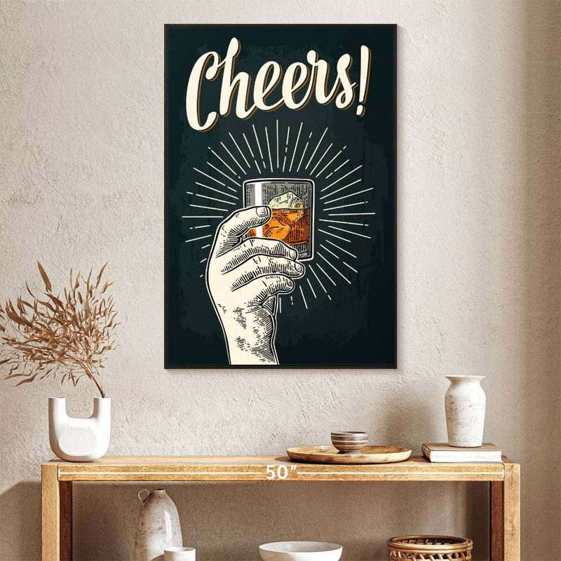 Enseigne rétro Cheers, Cadre flottant noir, 27 po x 40 po
