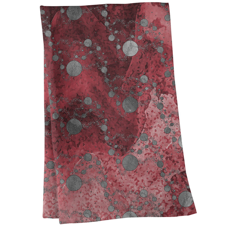 Serviette de thé à planètes monochromes Mcguigan, Rouge, Sergé de coton