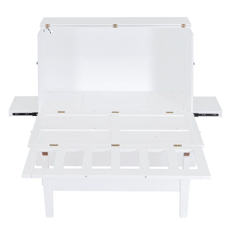Lit blanc pleine grandeur avec tablette de charge et amovible pour l'organisation de ports spatiaux, Lit double, Blanc