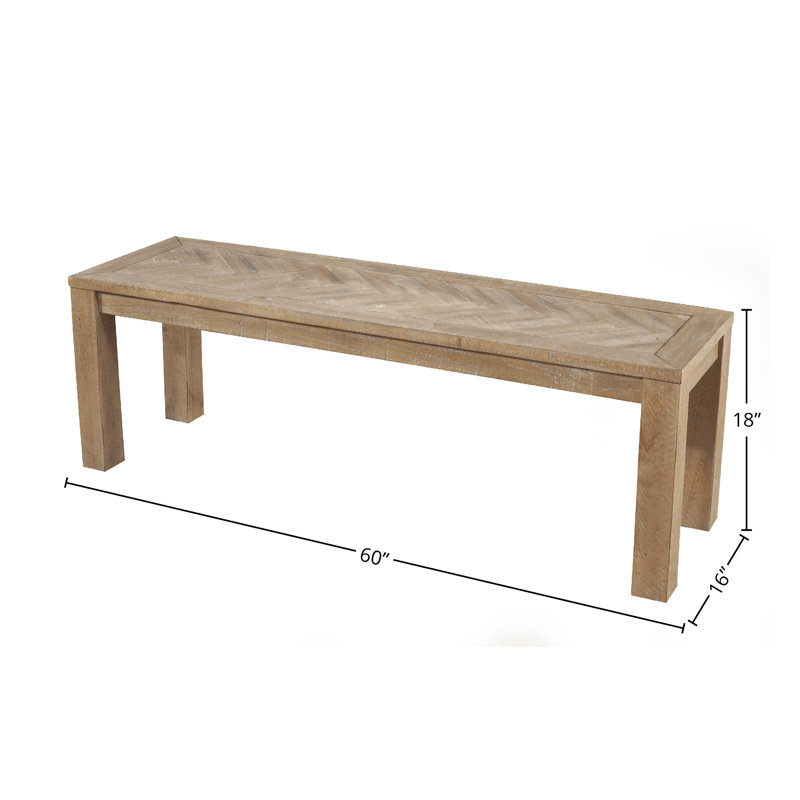 Aiden 60" Weathered Natural Pine Dining Bench
