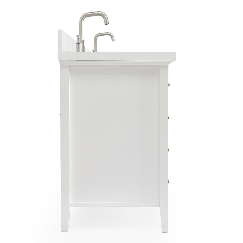 Kensington 61'' W Double Vanity, White, Rectangular, Pure White Quartz