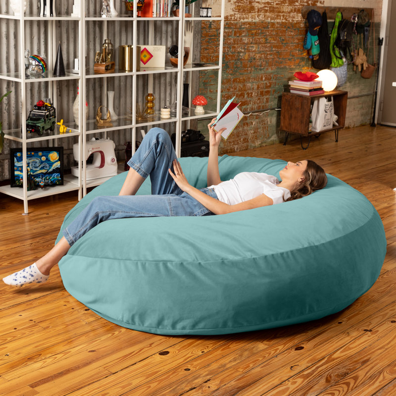 Fauteuil à billes géant pour adultes et lit à billes 6 pieds Cocoon, Velours sarcelle