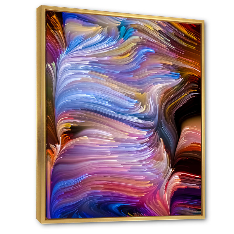 Élégance de l'art liquide III - Art mural moderne sur toile, H 20 po x l 12 po x P 1 po, Cadre flottant doré