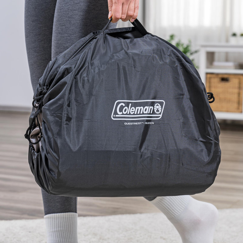 Coleman: GuestRest 18" Air Mattress - Queen - Built-In AC Pump, Tan Inflatable Indoor Bed, Puncture Resistant, Bolster Sides, Coil Support, 661 Lb Cap