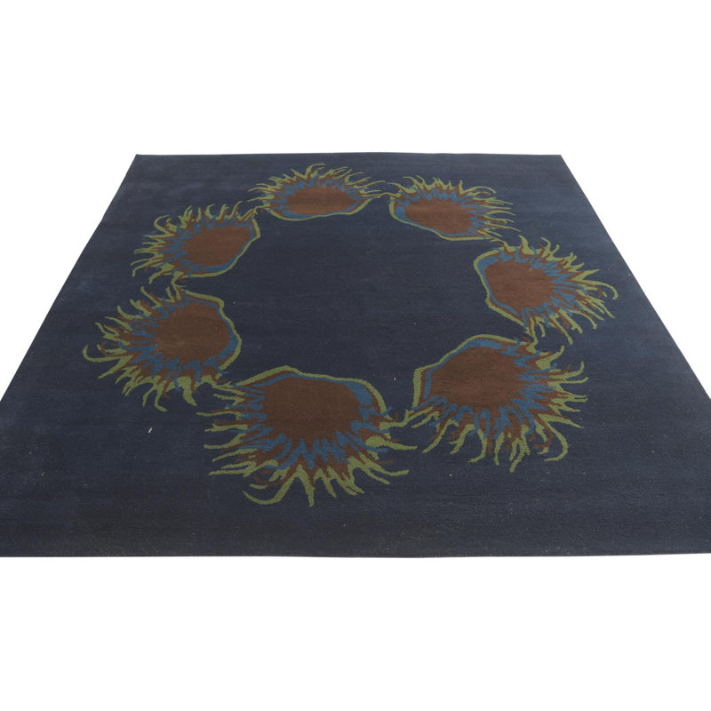 Tapis carré bleu marine Navin