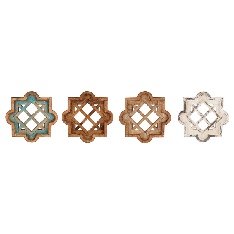 Handmade Farmhouse Abstract Wall Decor on Solid Wood, Rustic Brown