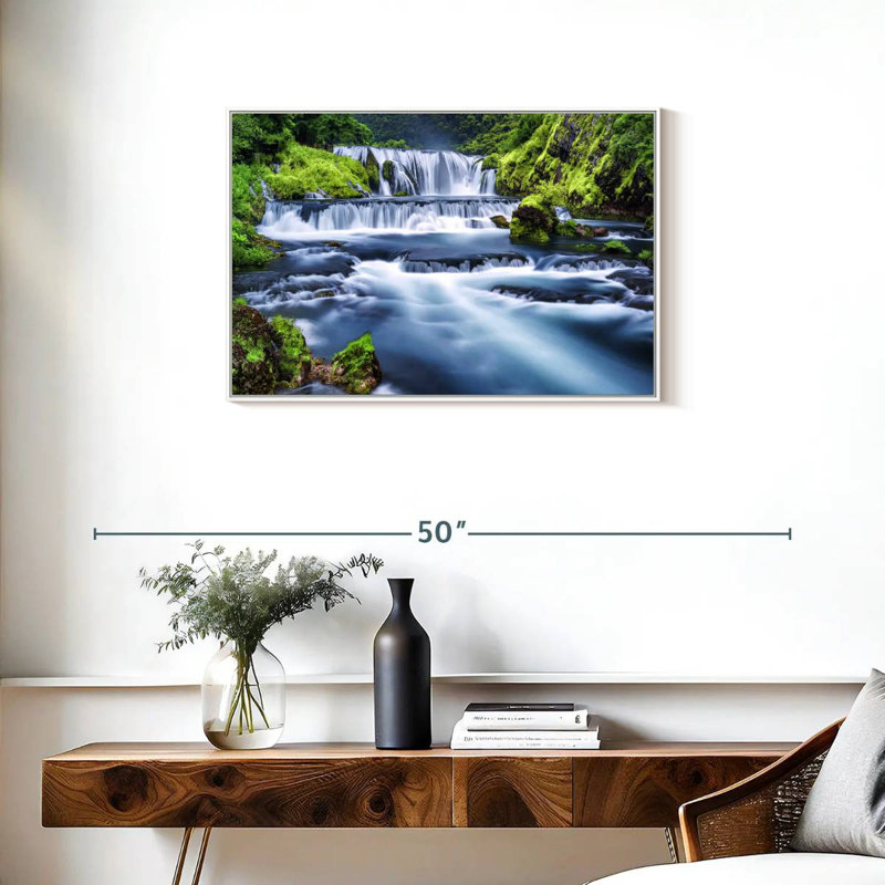 Belle cascade, Cadre flottant blanc, 31 po x 21 po