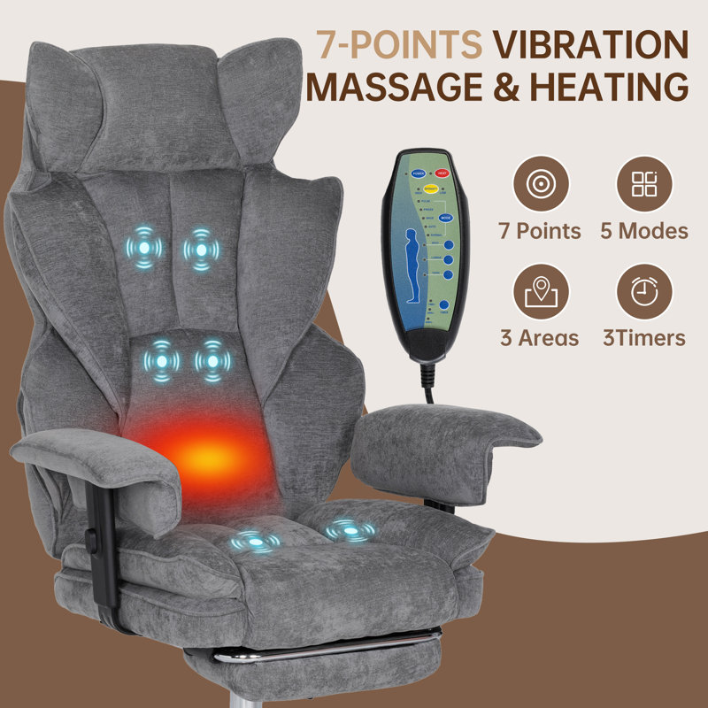 Fauteuil de bureau de jeu à dossier haut pour personnes de grande taille avec appui-tête en forme d'oreilles de chat, fauteuil de direction inclinable à 155° avec repose-pieds rétractable et soutien lombaire à ressorts ensachés