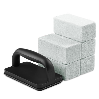 5 pièces / ensemble de briques de nettoyage pour barbecue avec poignée résistante à la chaleur, pierre à récurer résistante à l'usure