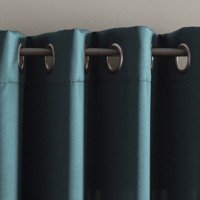 Teal Linen Blackout Grommet Curtain Panel, 40" x 84"