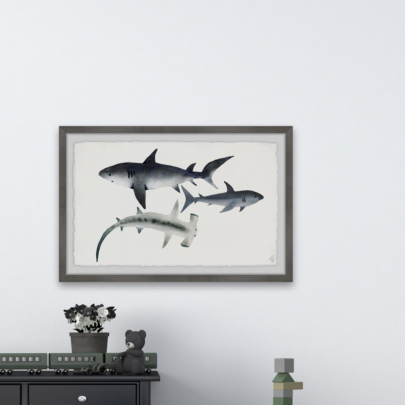 Clauson «Sharks», reproduction encadrée, H 20 po x l 30 po x P 1,5 po