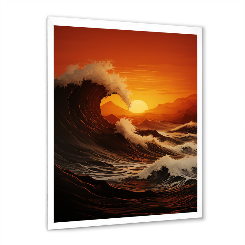 Vague colorée, merveille grise et jaune sur toile, H 32 po x l 16 po x P 1 po, Cadre photo blanc