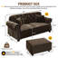 Canapé Chesterfield en velours avec garniture cloutée et capitonnage à boutons-13993562