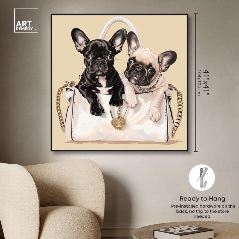 Art sur toile par Frenchie, H 41 po x l 41 po x P 1,8 po, Cadre noir