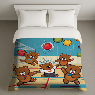 Cartoon Bears Playing Sports Duvet Covers