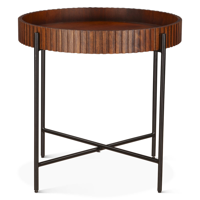 Halden Nesting Tray Tables In Matte Black, Brown