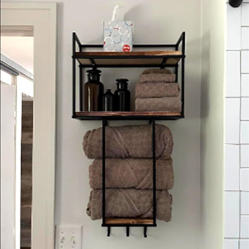 Porte-serviettes mural - Conception peu encombrante pour les petites salles de bain - Organisateur de serviettes polyvalent
