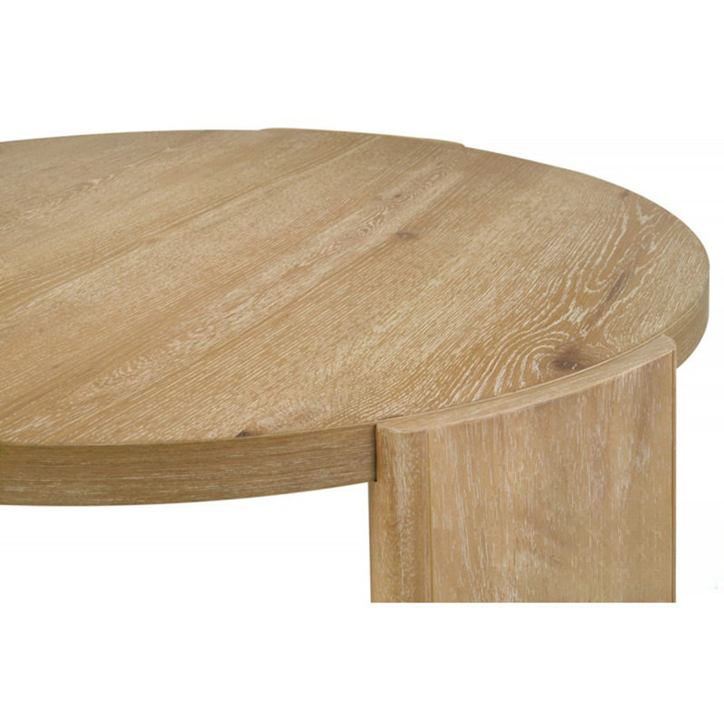 Ensemble de table de salon 2 pièces Contemporary, table basse ronde en bois massif et table d'appoint