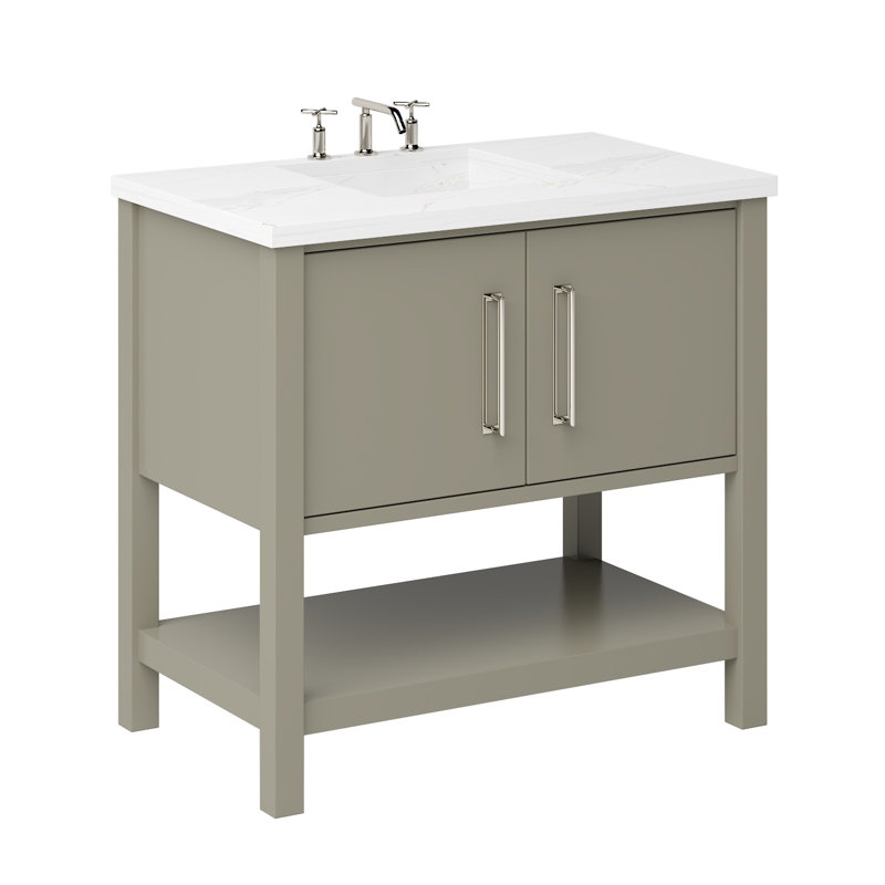 Kiawah Single Bath Vanity, 30", French Olive, Satin Nickel