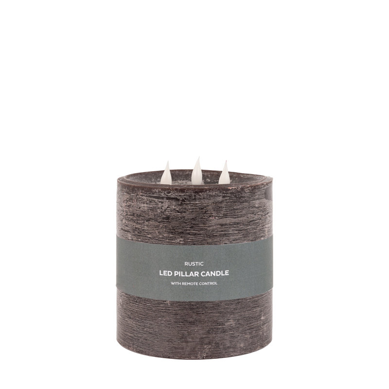 Unscented Flameless Pillar Candle with Plastic Holder, Brown