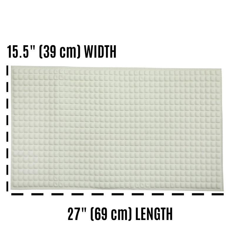 Cream 15" x 27" Pillow Top Non-Slip Rubber Bath Mat