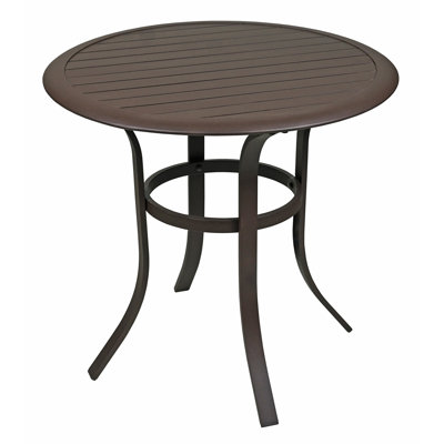 Round Outdoor Patio Bistro Table, Aluminum Frame with Slat-Top Tabletop, 30" by Red Barrel Studio