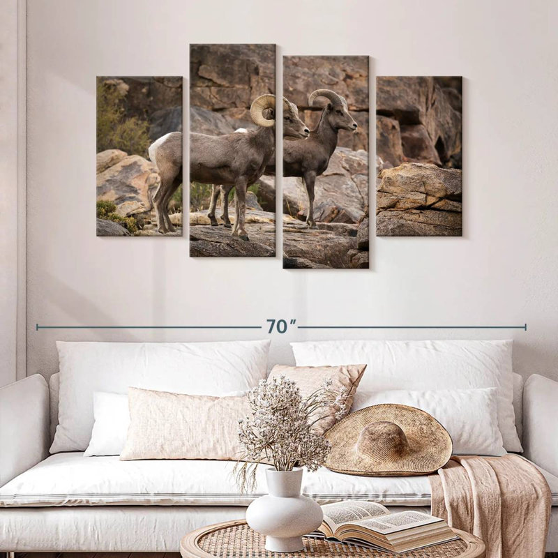 Couple de moutons Brampt Bighorn, H 32 po x l 52 po