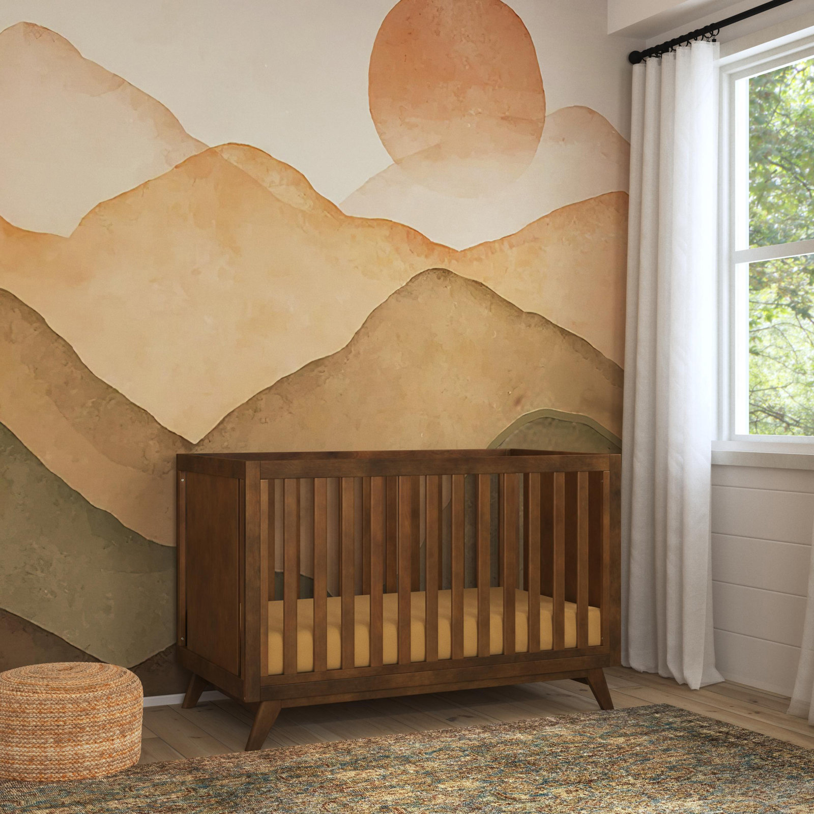 Otto Pine 3-in-1 Convertible Crib, Walnut