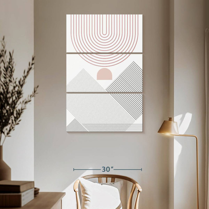 Avery Modern Mid-Century Abstract Pink Grey III, 65'' H x 42'' W