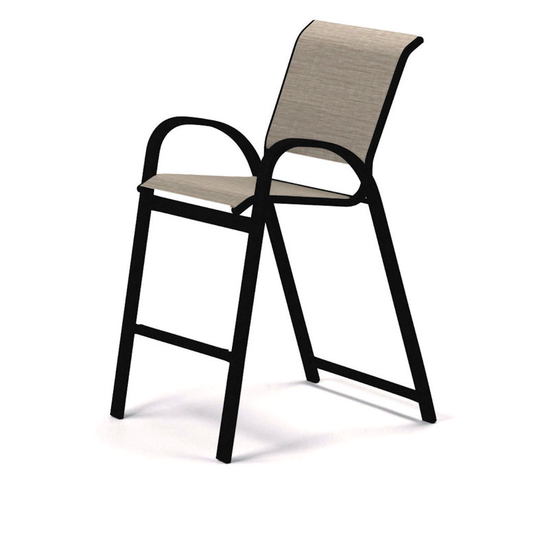 Tabouret de bar Holna, Noir texturé, Bristol taupe Sunbrella®