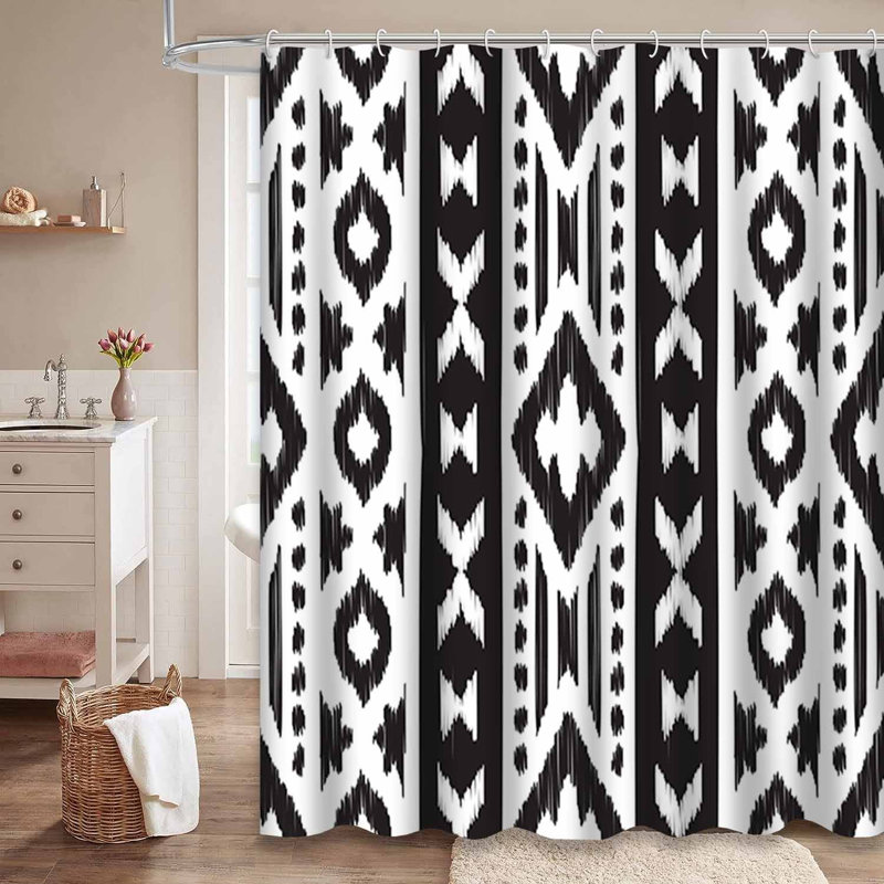 Rideau de douche noir avec 12 crochets, L 72 po x l 84 po