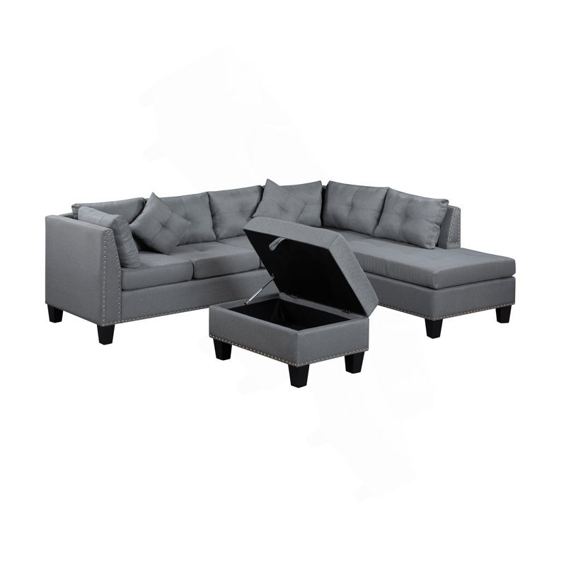 Canapé, chaise et repose-pieds 104,5 po, gris