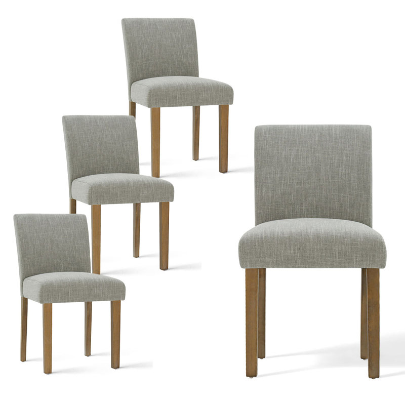 18.5" Seat Height Linen Blend Upholstered Solid Wood Legs Dining Chairs, Gray