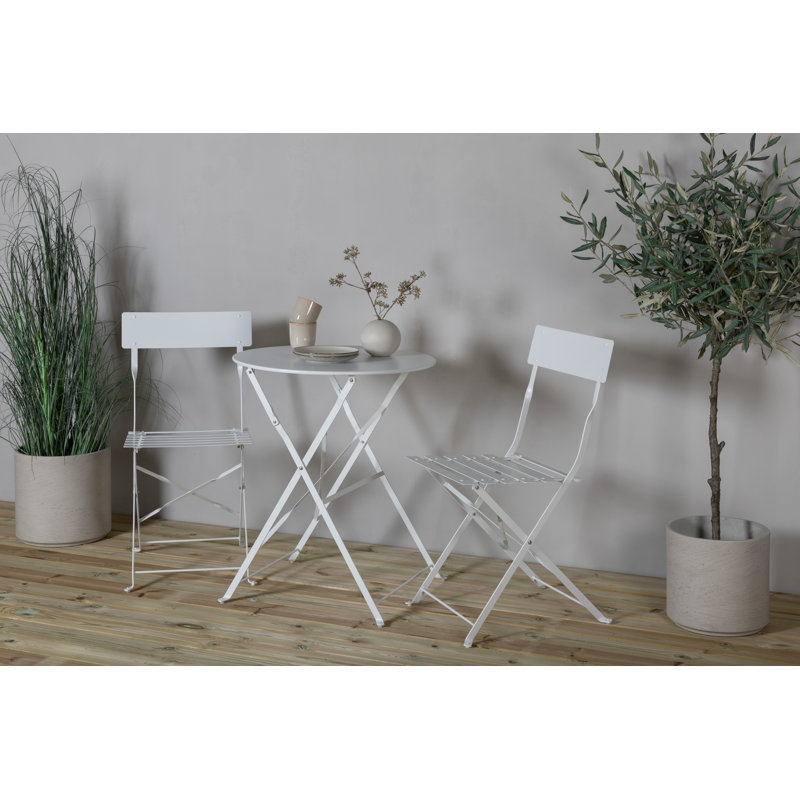 Jadan 2 - Person Patio Dining Set with Round Table, White