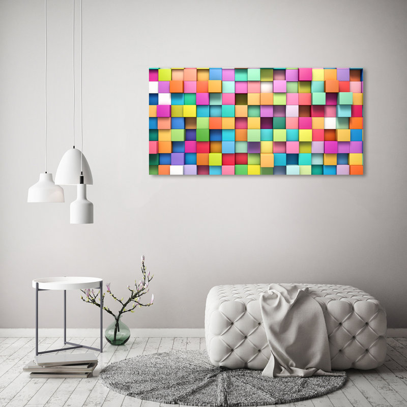 Colourful Squares - No Frame Print on Canvas