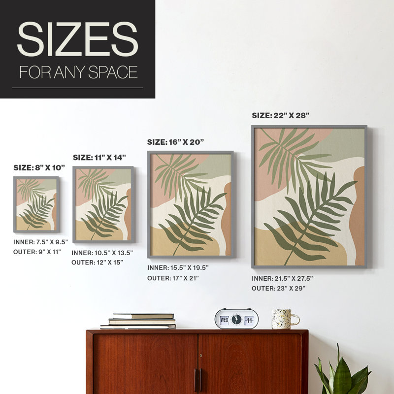 «Mid Century Palm II», H 11 po x l 9 po, Gris