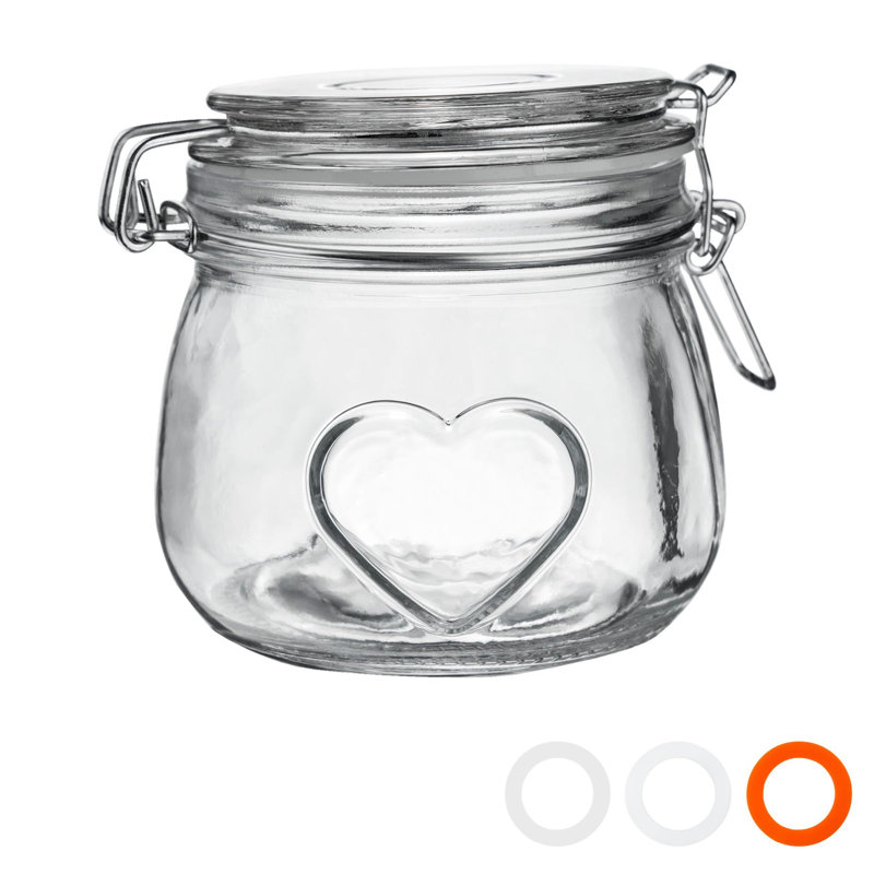 Nicola Spring - Heart Glass Storage Jar, 10.4cm H x 12.5cm W x 10.7cm D, Clear